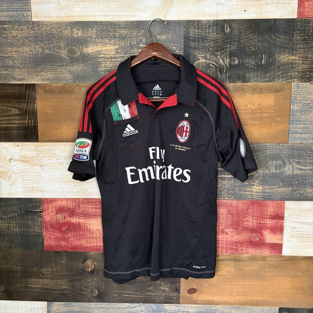 AC Milan El Shaarawy 92 Adidas Soccer Jersey Shirt Black Red Size M Official